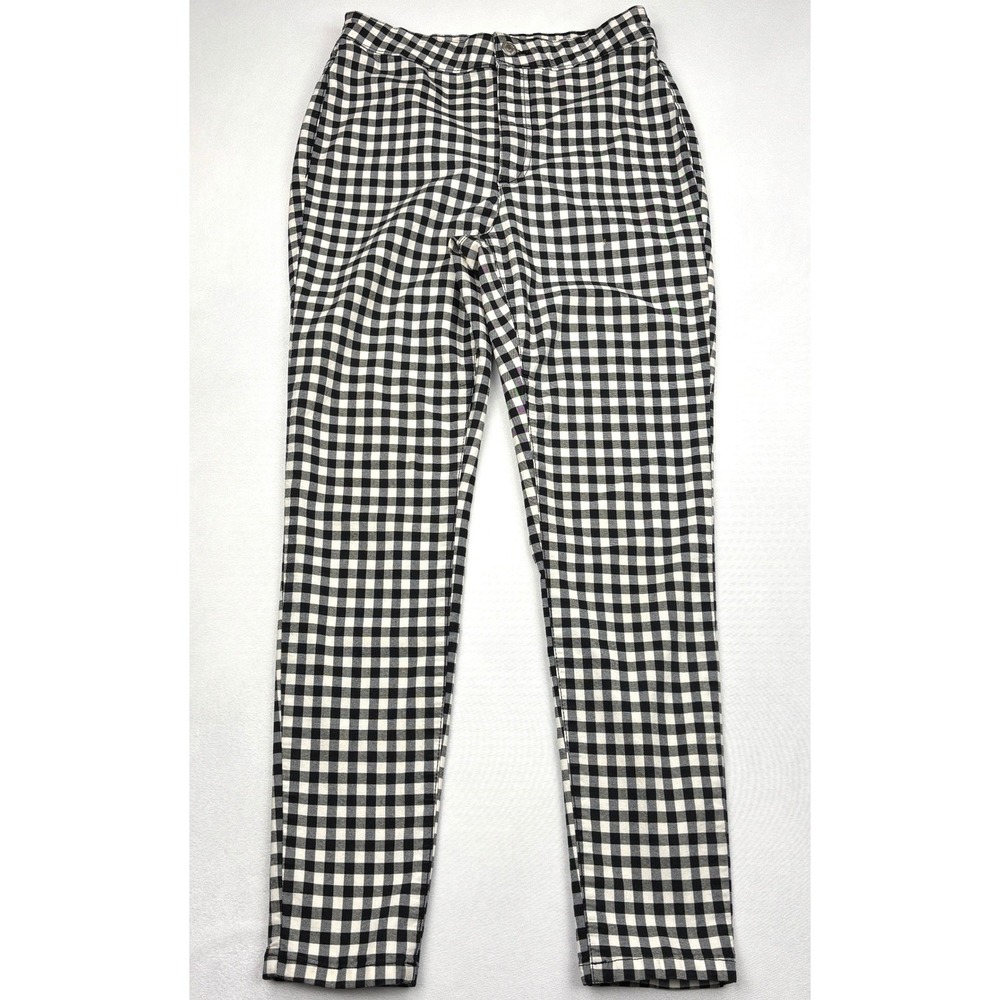 Free People Womens 28 Black White Gingham Check High Rise Skinny Ankle Pants